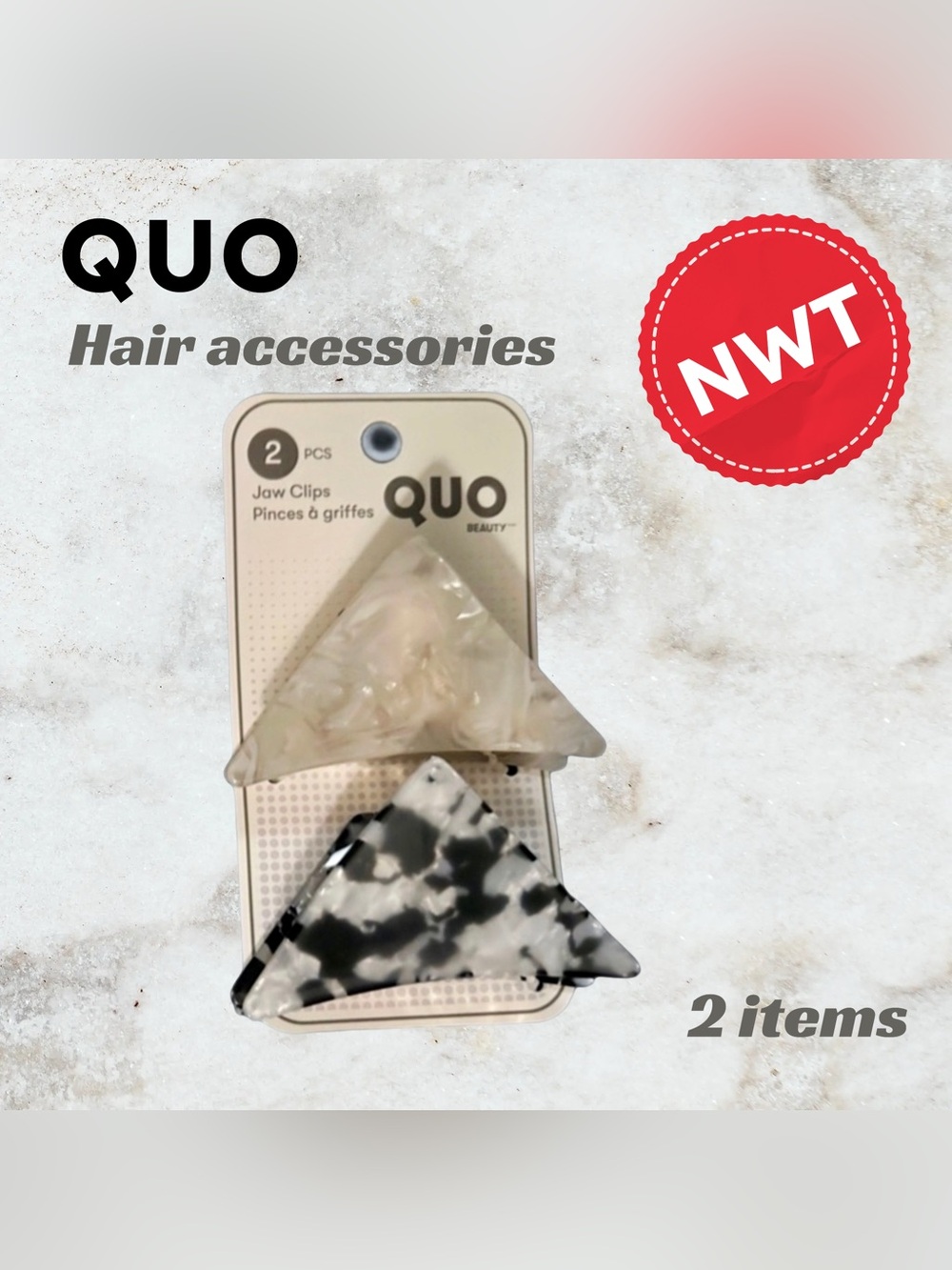 🆕NWT QUO | 2X small timeless versatile Mixed patterns Triangle Jaw Clips